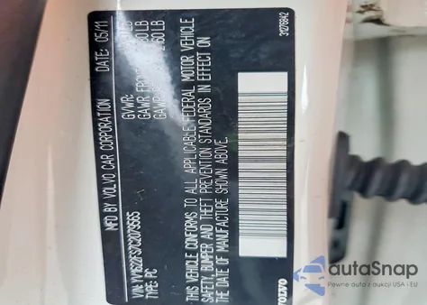 2012 Volvo S60 T5 z USA, uszkodzony, nr VIN YV1622FS7C2079565